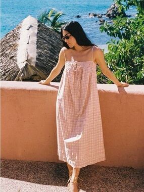 Ciao Lucia Large Agostina Check Midi Dress Cotton Block Print